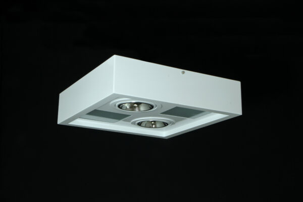 Plafon sobrepor com 2 E- 27 e 2 dicroica